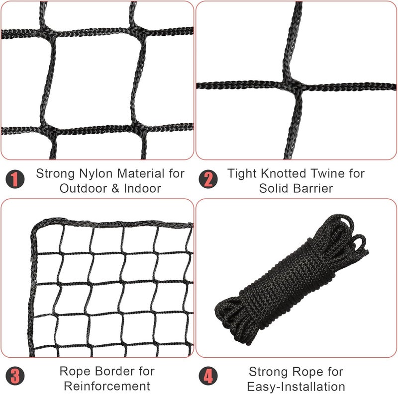 Storgem Baseball Softball Backstop Nets, Sports Netting, Sports Barrier Netting, Heavy Duty Sports Nets Netting Knotless for Playing Field, Backyard or Garage - Image 4